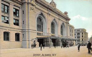 Albany New York 1908 Postcard Deport Railway Train Station Entrance