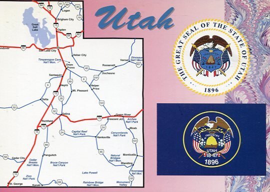 UTAH MAP POSTCARD [6532]