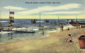 dominican republic, TRUJILLO, Playa de Guibia, Beach Scene (1950s) Postcard