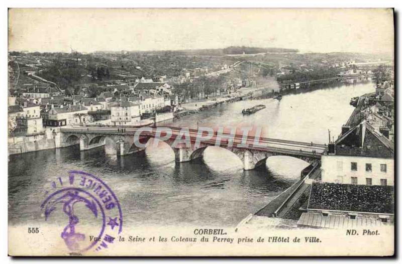 Old Postcard Corbeil Seine View Coteaux du Perray taking the & # 39Hotel City