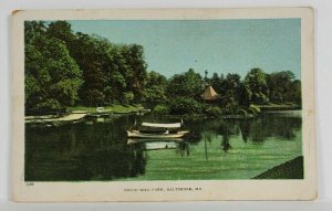 Baltimore Md Boating at Druid Hill Park c1915 Maryland Postcard S5