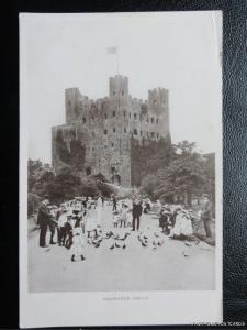 c1910 RPPC Rochester Castle - Excellent Animated Scene, Children Feeding Pigeons