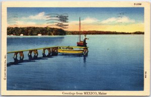 VINTAGE POSTCARD A FISHING SCENE AT MEXICO MAINE POSTED 1949