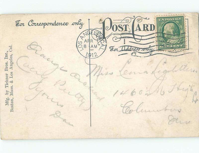 Divided-Back ORANGE GROVE BY THE MOUNTAINS Postmarked Los Angeles CA E9914