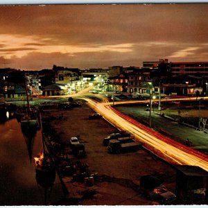 c1970s Guadeloupe, Pointe-a-Pitre Night Street View Traffic Trail Chrome 4x6 M23