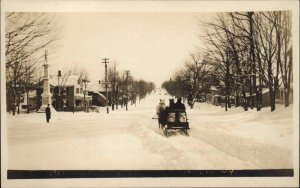 Monticello NY Blizzard Horse Sleigh c1910 Real Photo Postcard