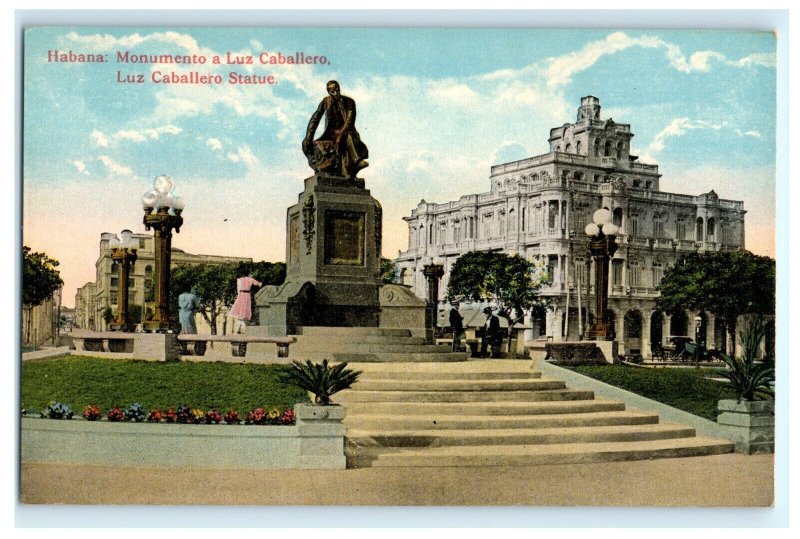 Luz Caballero Statue Monument Havana Cuba Postcard (E11)
