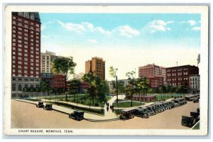 Memphis Tennessee TN Postcard View Of Court Square Buildings And Cars c1930's