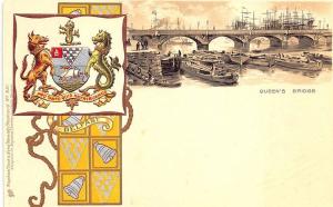 Raphael Tuck Heraldic Multi-Color Queen's Bridge Belfast #931 Postcard
