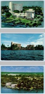 3 Postcards HILO, Hawaii HI ~ Artist View NANILOA HOTEL Birdseye Views 1950s-60s