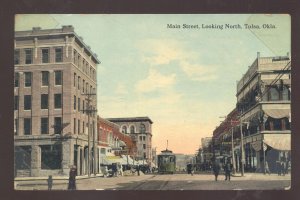 TULSA OKLAHOMA DOWNTOWN MAIN STREET SCENE STORES VINTAGE POSTCARD 1912