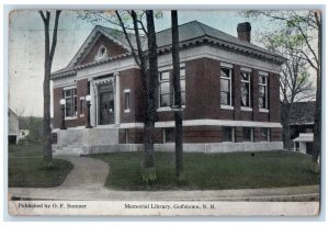 1916 View Of Memorial Library Exterior Scene Goffstown New Hampshire NH Postcard