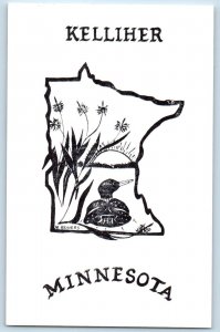 Kelliher Minnesota MN Postcard North Country Prints Duck Sun Plants 1910 Vintage
