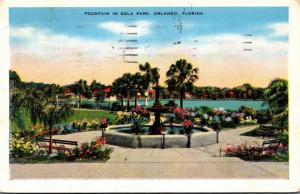 Florida Orlando Fountain In Eola Park 1936