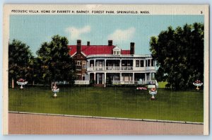 c1940's Pecousic Villa Home Of E.H. Barney Springfield Massachusetts MA Postcard