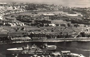 RPPC Photo British Royal Navy HMS Forth in Msida Creek Manoel Island Aerial View