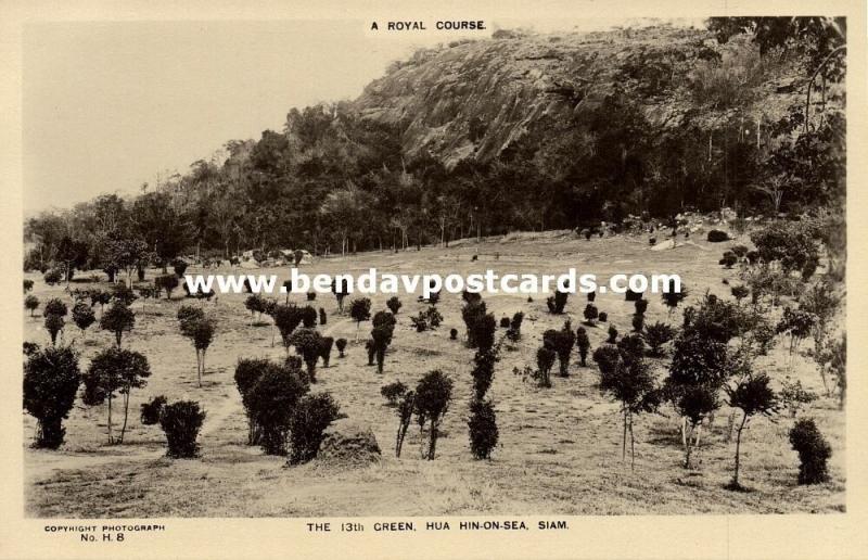 siam thailand, HUA HIN-ON-SEA, The 13th Green, Golf Course (1930s) RPPC