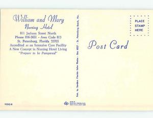 Unused Pre-1980 WILLIAM & MARY NURSING HOTEL St. Saint Petersburg FL Q5599-22