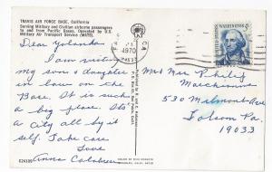 CA Travis Air Force Base Aerial View Vintage 1970 Postcard