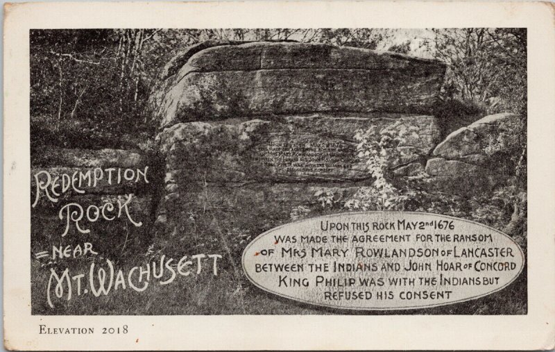 Redemption Rock near Mt. Wachusett MA Unused Postcard G2