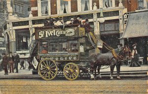 London UK St Ivel Cheese Advertising Horses & Wagon Storefronts Postcard