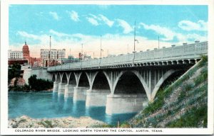 Postcard TX Austin Colorado River Bridge Looking North Toward Capitol 1920s S55