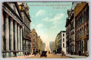 Prince William Street From Bank Of New Brunswick, Saint John NB, 1911 Postcard