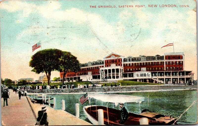 Vtg New London Connecticut The Griswold Hotel Eastern Point 1907 Postcard