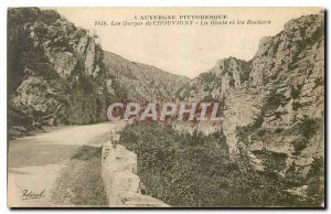 Old Postcard Auvergne Chouvigny Gorges Scenic Route and Rocks