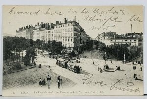 France LYON La Place du Pont Cours de la Liberte et Gambetta Postcard L14