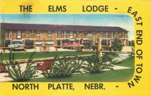 Autos 1955 The Elms Lodge Postcard North Platte Nebraska Lynx Products 9248