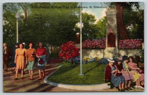 St Petersburg Florida~Popular Williams Park In Downtown~PM 1956~Linen Postcard