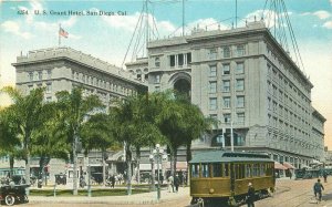 Autos C-1915 US Grant Hotel San Diego California Trolley Eno Postcard 20-8223