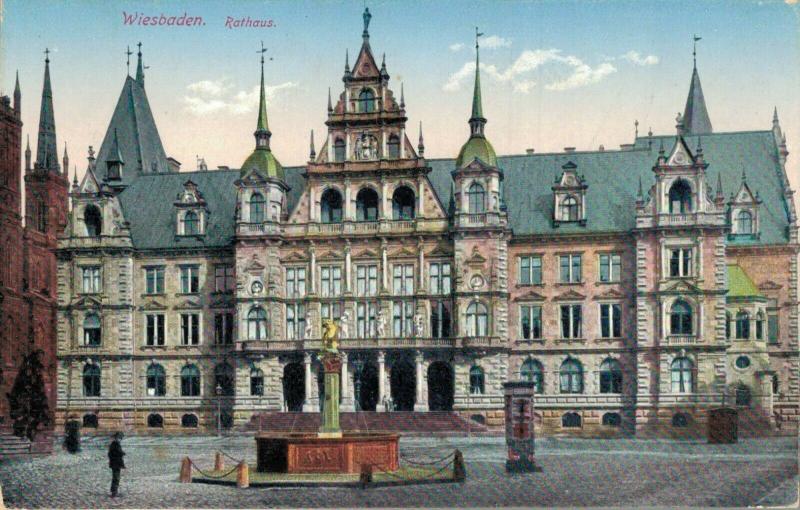 Germany Wiesbaden Marktplatz Rathaus Hauptkirche 02.59