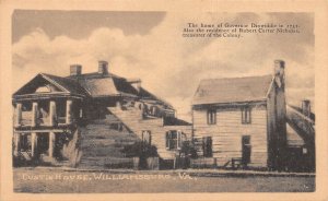 Williamsburg Virginia Custis House, B/W Lithograph Vintage Postcard U15730