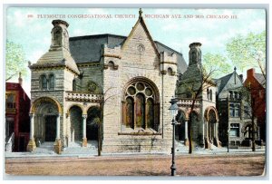 c1910's Plymouth Congregational Church Michigan Ave Chicago Illinois IL Postcard