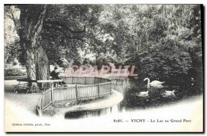 Old Postcard Vichy Lake at Grand Park Swans