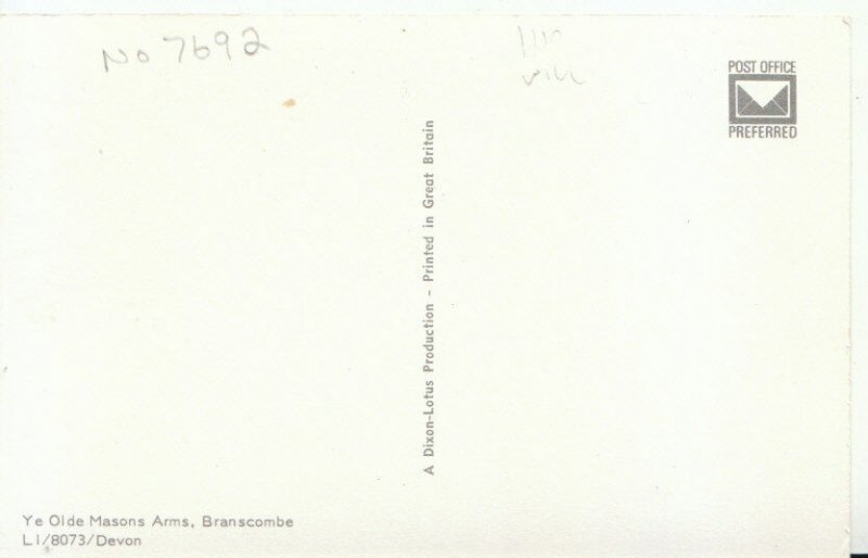 Devon Postcard - Ye Olde Masons Arms - Branscombe - Ref 9249A