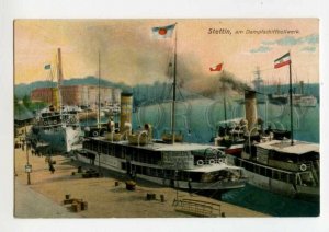 487855 Poland Szczecin Stettin steamship pier Vintage postcard