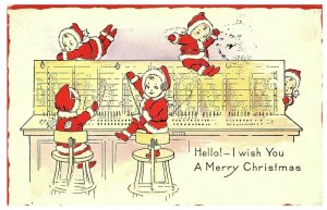 Small Kewpie Elves Hello I Wish You a Merry Christmas Postcard 1916