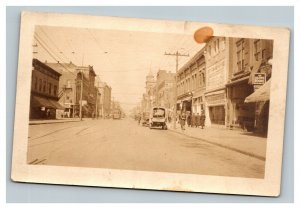 Vintage 1920's RPPC Postcard Depression Era Street Scene Antique Cars