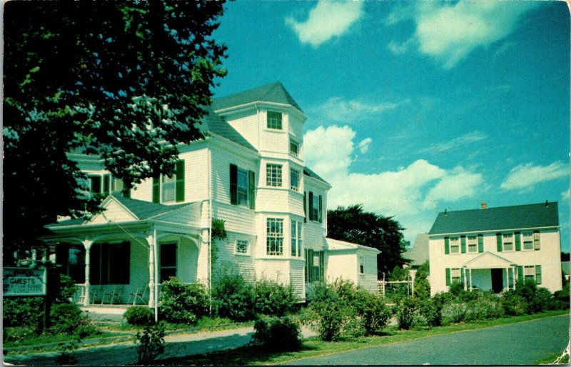 Green Shutters Hyannis Massachusetts Street View Motel Lincoln Stamp Postcard 