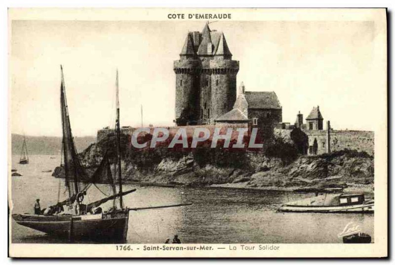 Old Postcard Saint Servan sur Mer La Tour Solidor fishing boat