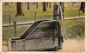 THE OLD PUMP HARVARD COLLEGE CAMBRIDGE MASSACHUSETTS POSTCARD (c. 1910)