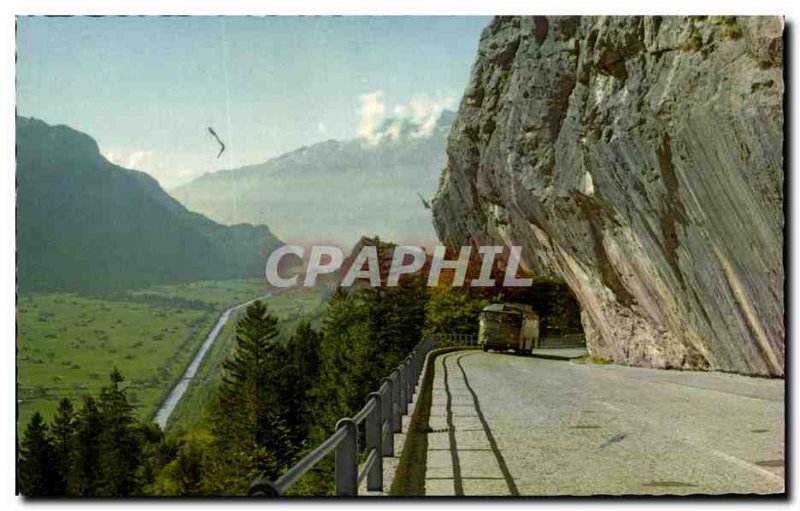 Old Postcard Brünigpass Blick ins Aaretal gegen Brienz Switzerland