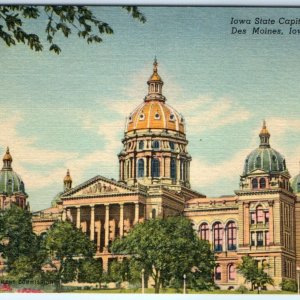 1945 Des Moines, IA State Capitol Tartaria Old World Antiquitech Linen PC A271