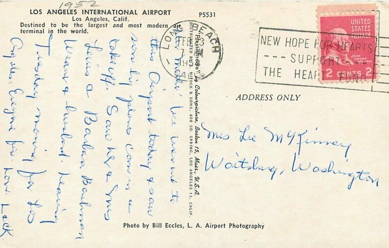 Birdseye Los Angles California International Airport Postcard Mitock 20-4515