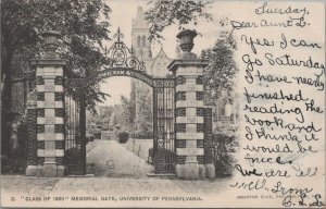 Postcard Class of 1893 Memorial Gate University of Pennsylvania 1905