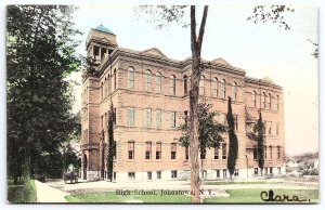 High School Building Johnstown New York Grounds View Historical Posted Postcard