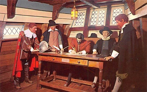 Mayflower Compact in Plymouth, Massachusetts November 21, 1620.